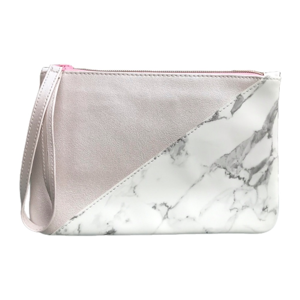🔴 3/$15! Silver & Grey Marble Ipsy Glam Bag Wristlet Makeup Toiletries *NEW - Picture 2 of 3